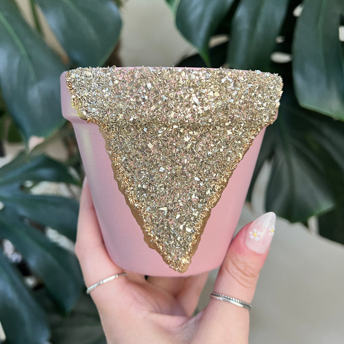 Rose Geode Handpainted Planter Pot - 6”