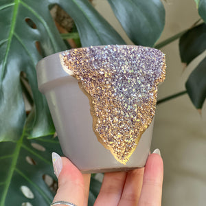 Lavender Geode Handpainted Planter Pot - 4”