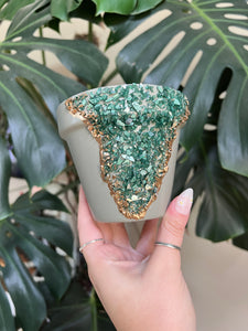 Sage Green Geode Handpainted Planter Pot - 6”