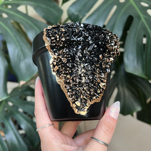 Black Geode Handpainted Planter Pot - 6”