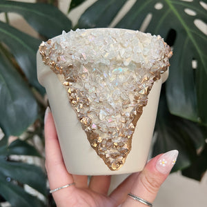 Ivory Geode Handpainted Planter Pot - 6”