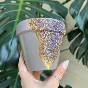 Lavender Geode Handpainted Planter Pot - 6”