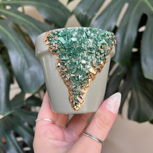 Load image into Gallery viewer, Sage Green Geode Handpainted Planter Pot - 4”