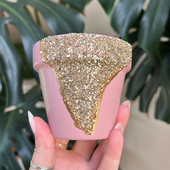 Rose Geode Handpainted Planter Pot - 4”